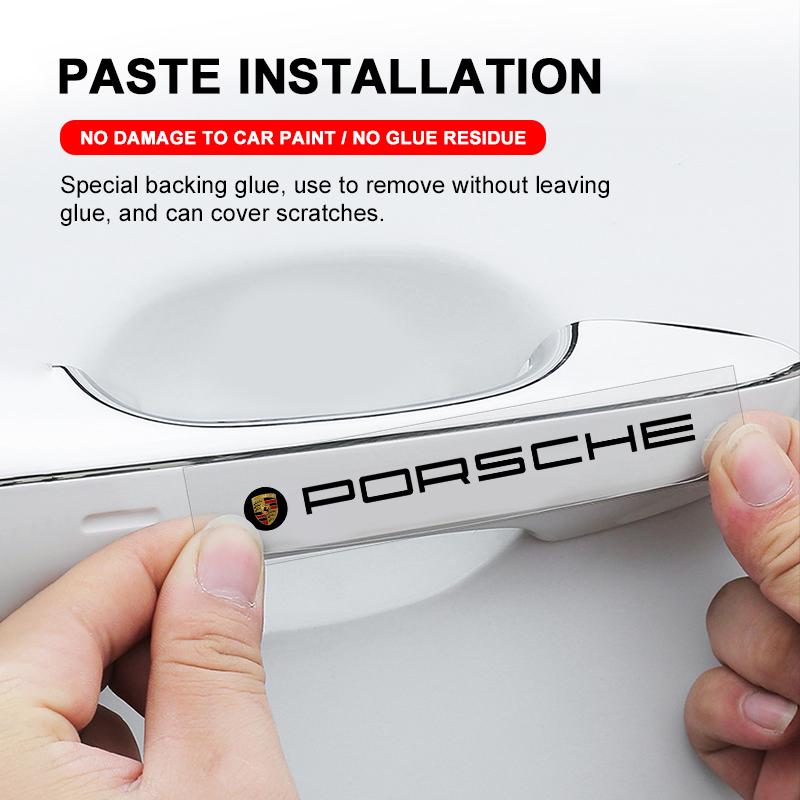 4Pcs Car Door Handle Stickers Tire Rear View Mirror Decals Auto Styling For Porsche 911 918 928 944 968 Boxster Cayenne Macan Panamera