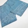 Cross-border European and American Trendy Brand Alcatraz Letter Logo Printing Washed Denim Shorts Men's and Women's High  Straight Five-point Pants