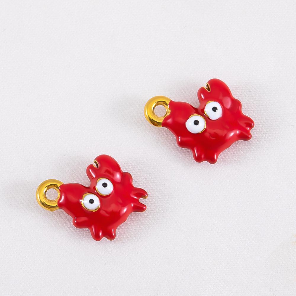2pcs Cute Dripping Oil Crab Pendant Stainless Steel DIY Keychain Necklace Bracelet Accessories Trend Jewelry Making Accessories