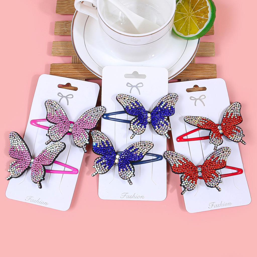 2pcs/set New Cute Princess Butterfly Hair Clips Girls Hairpins Crystal Butterfly Hair Clips Children Kids Hair Accessories