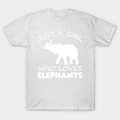 T Shirt Women Just A Girl Who Loves Elephant T Shirt Harajuku Print Kawaii Tshirt Summer Short Sleeve Female T-Shirt Top Tee