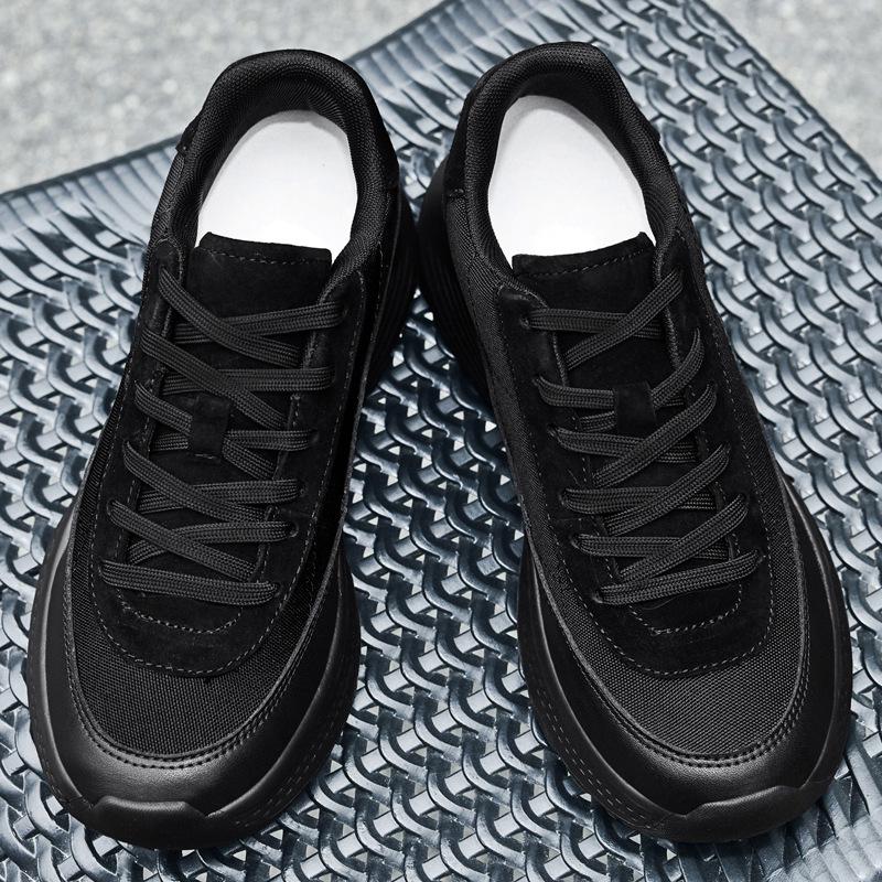 Men's Black Invisible Height-Increasing Sports Shoes - 8cm Taller, Breathable, Thick Sole, Versatile Spring Dad Sneakers