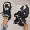 [Colorblock Mesh Women's Sneakers] Women's Colorblock Mesh Sneakers, Lace Up Soft Sole Platform Casual Heightening Shoes, Low-top Breathable