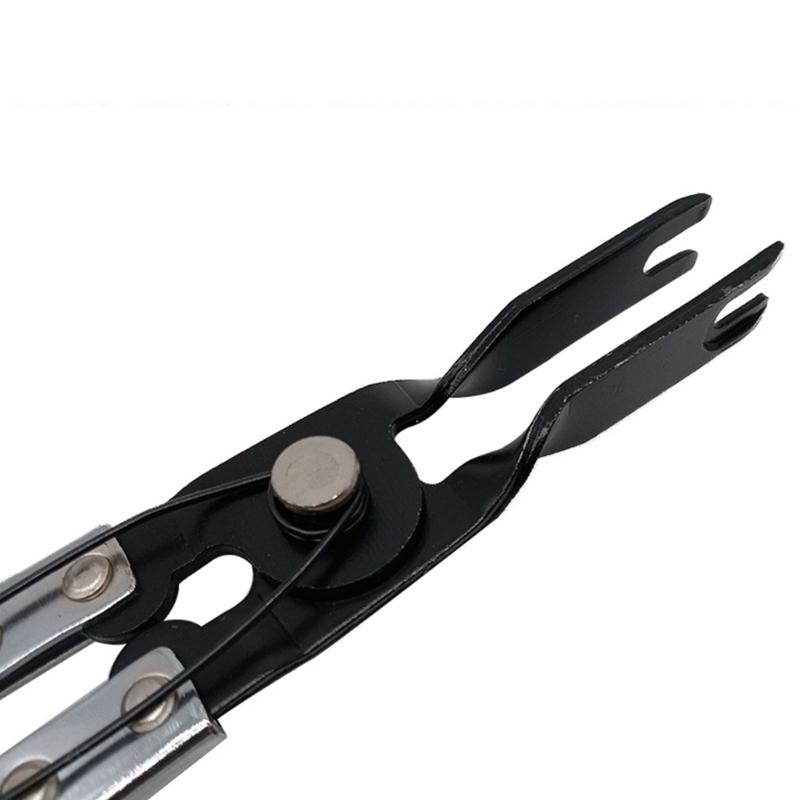 Press-Down Brake Pad Retainer Pliers with Steel Tool Body and Opposing Gripping Tips for Removing and Repositioning Brake Hardware Tasks
