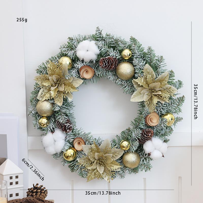 Christmas Wreath 35/40cm Pre-made Door Hanger, Festive Holiday Decoration for Home Entrance Xmas Decor