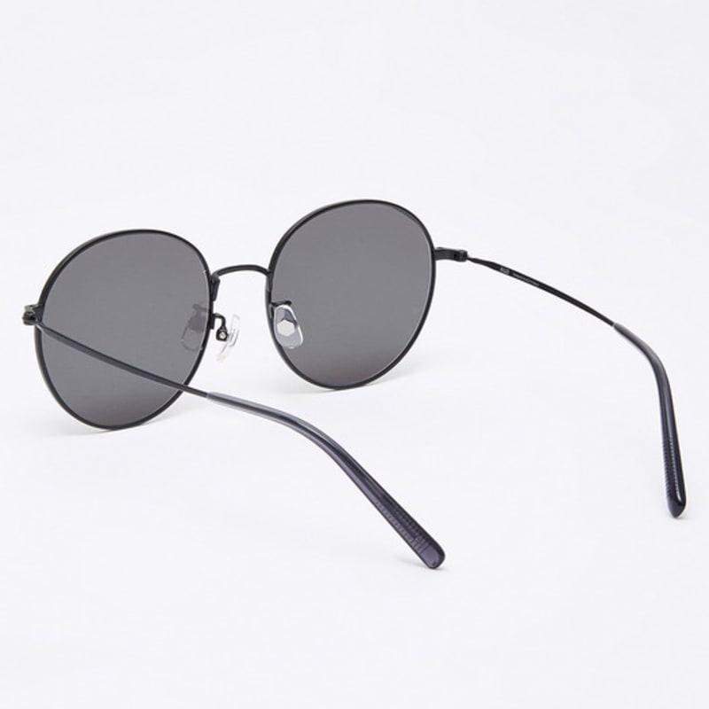 Aloeyewear [Air Titanium] AL2502 0909M Air Titanium Round Black Sunglasses