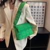 Rhombus Embroidery Thread Soft Pu Shoulder Big Bag 2025 Spring and Summer New Retro Underarm Bag Fashionable Women's Bag