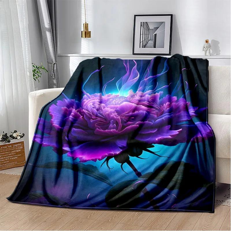 Nordic Love Rose Flowers Daisy Blanket,Soft Throw Blanket for Home Bedroom Bed Sofa Picnic Travel Office Rest Cover Blanket Kids