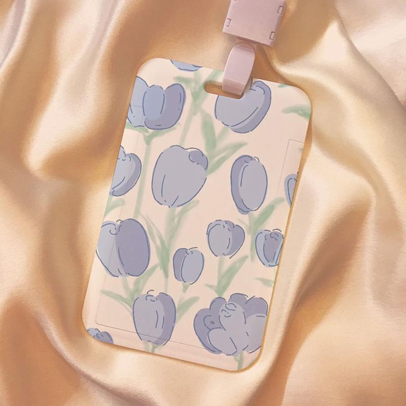 Rose Flower Business Card Holder Cartoon Cute Pink Credit Card Holders Bank Id Holders Badge Card Cover Case For Women Men