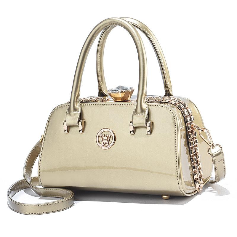 Women s Crossbody Satchel Shoulder Bags Patent PU Leather Handbag Purse Marlene for Women Pocketbook Wedding Satchel Retro Purse Top Handle Tote Bag золотой 2200₽