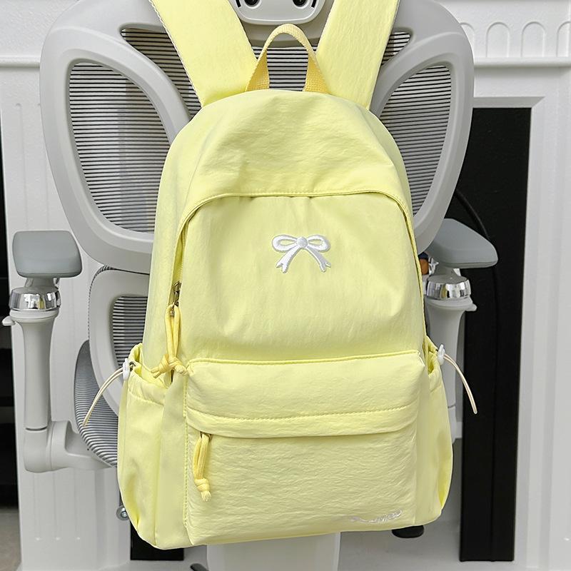 Schultasche Koreanische Version ins einfarbiger Rucksack Damen einfacher Rucksack mit großer Kapazität Schleife Schülerschultasche modisch vielseitig Freizeitrucksack