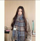 Retro plaid Japanese and Korean atmosphere plaid scarf women's plaid series contrasting color warm shawl student scarf