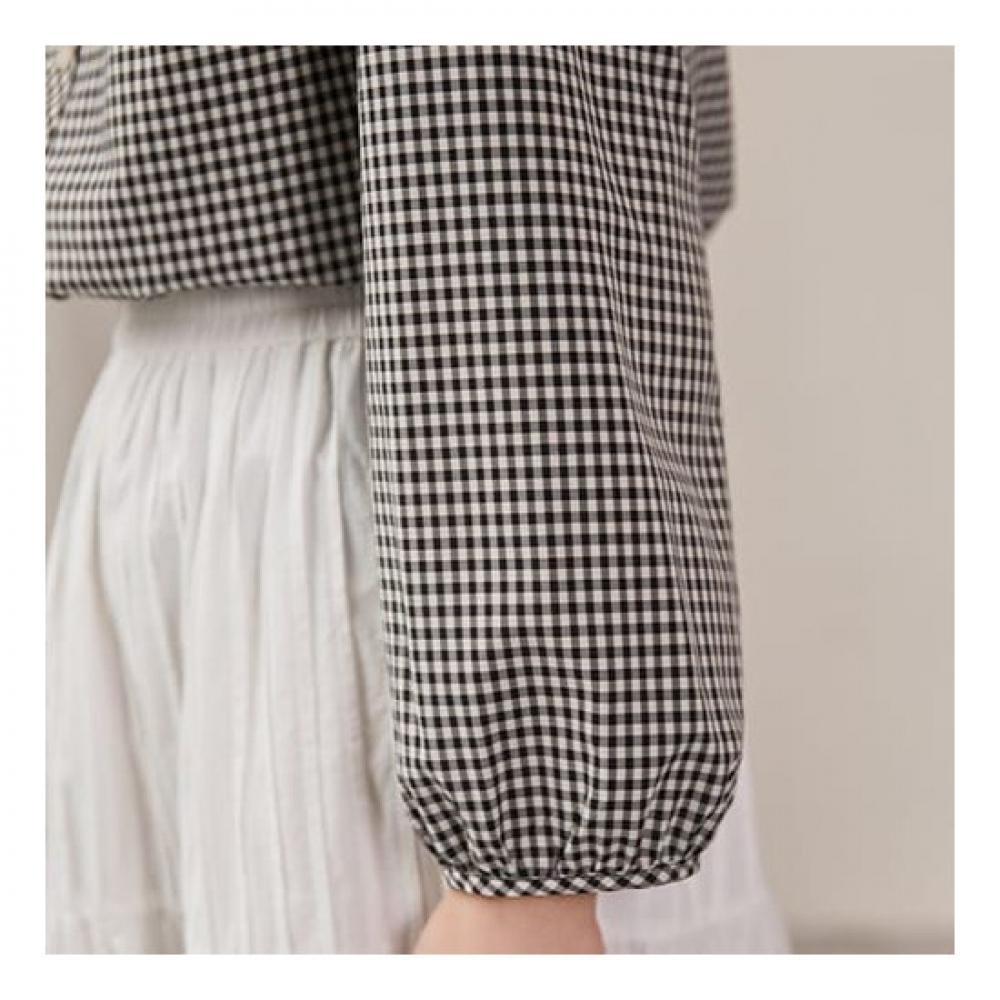 Navava Women Lace Check Long Sleeve Blouse Nb2001