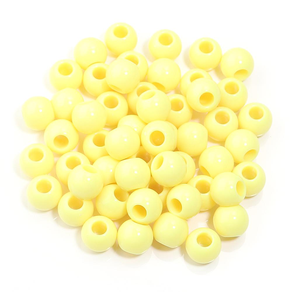 50pcs/lot Acrylic Big Hole Beads Solid Color Round Loose Spacer Beads For Jewelry Making DIY Charm Bracelet Necklace Accessories