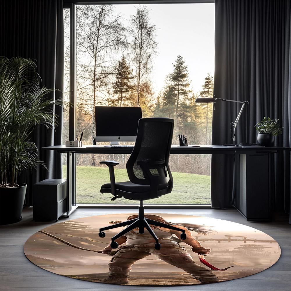 Tomb Raider Printed Round Rug Carpet Chair Rug Area Rug Entryway Doormats,for Office Chair Living Room Bedroom Kitchen Room.