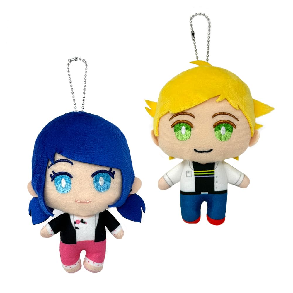 Чудесная Леди Баг Кот Нуар Деформированная Плюшевая Игрушка Включает Игрушечный Бриллиант и Игрушку, Прибл.. 13см, (Маринетт и Адриан)