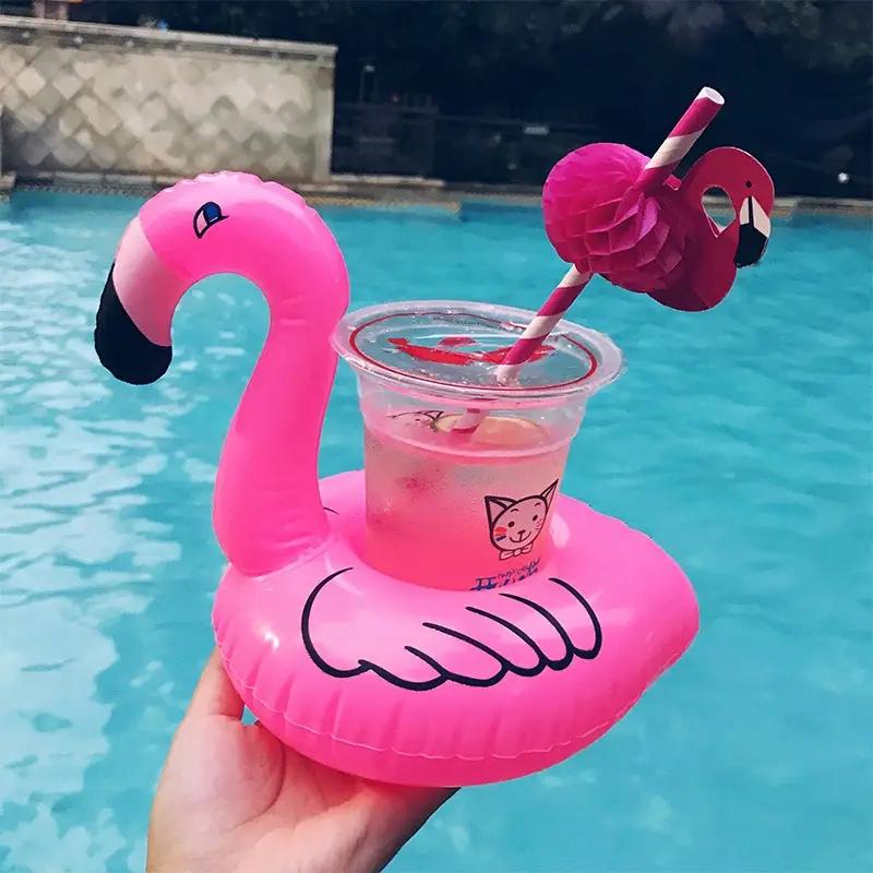 Air Mattresses for Cup Inflatable Flamingo Drinks Cup Holder Pool Floats Bar Coasters Floatation Devices Cute Toy Drink Holder
