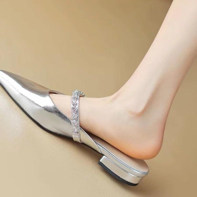 2025 Hot Sale New Fashion Simple Women's Shoes Summer Pointed High Heel Rhinestone Slippers Women Heels Luxury Women's Shoes