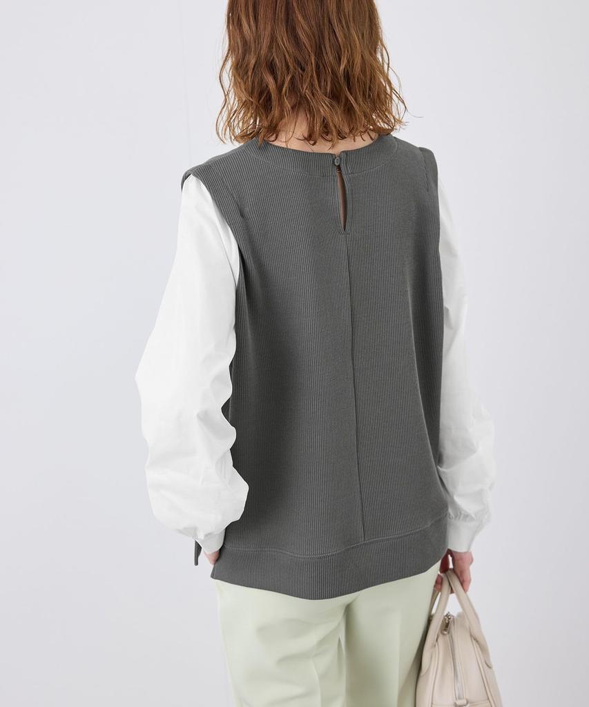 ROPE PICNIC Woven Fabric Combination Gray Women's Pullover, (07)