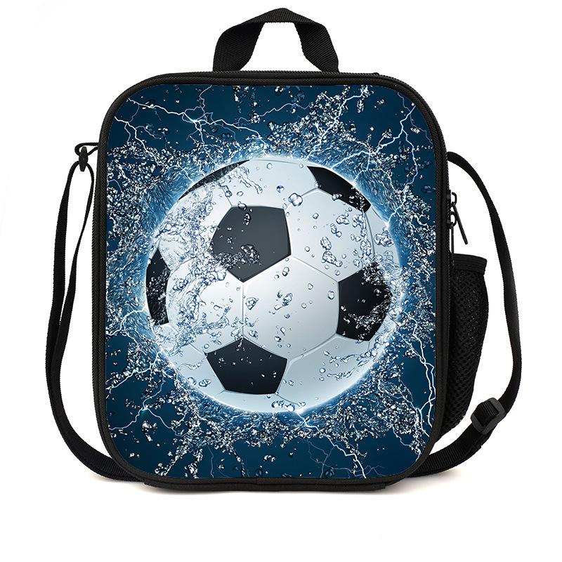 Football Basketball Pattern Children'S Lunch Bag Elementary School Lunch Box Bag Fashion Trend Boys' Lunch Bag