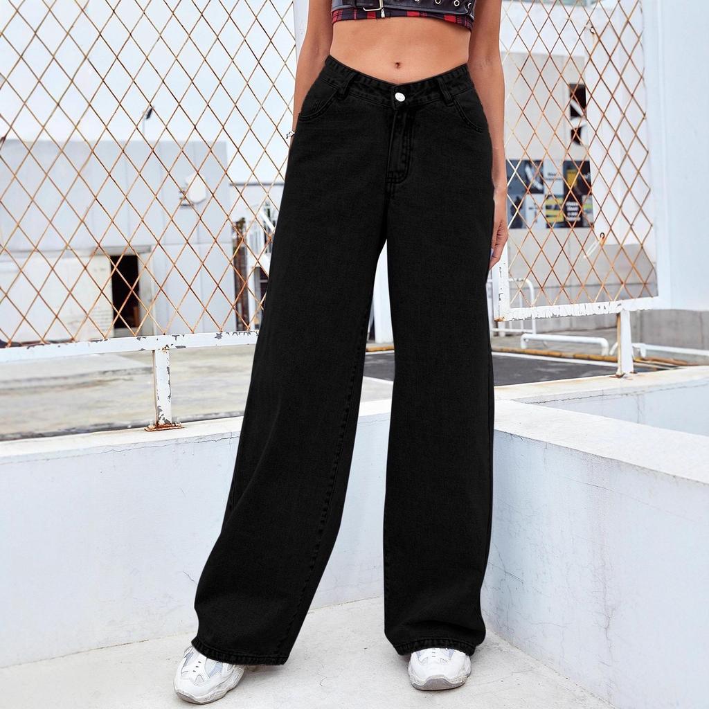 Cross-Border Plus Velvet Fashion Jeans for Women - European/American High Street Straight Loose Style