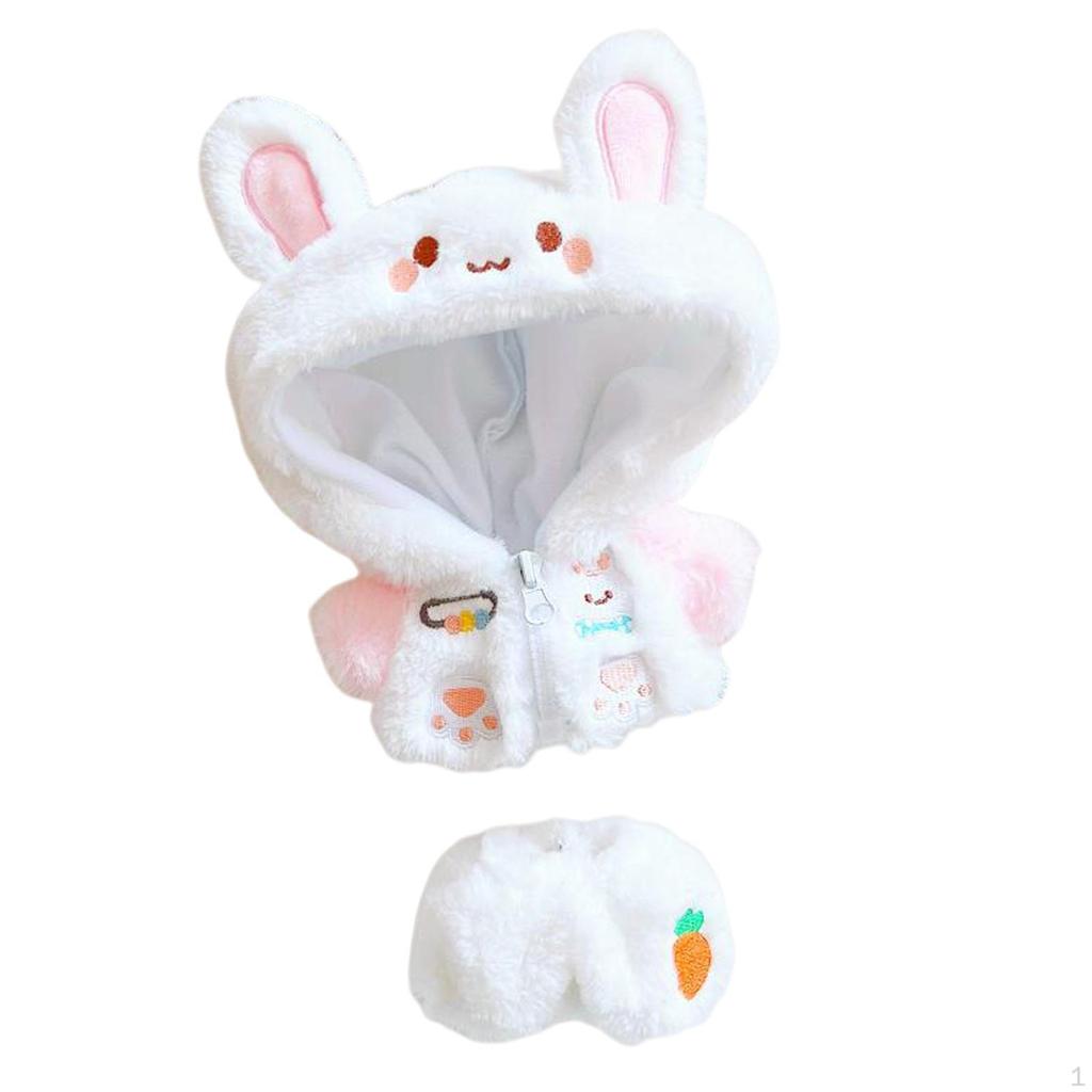 20cm /7.8" Lalka Pluszowe Ubrania, Zestaw Płaszcz na Zamek Błyskawiczny Spodnie, Ręcznie Robione, Przebierz się na Ubrania