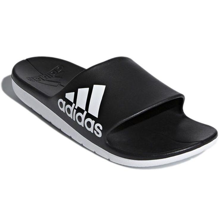 adidas Cloudfoam Suola in Gomma Comoda Antiscivolo Antiscivolo Ciabatte a Fascia Unisex Nero Bianco CM7928