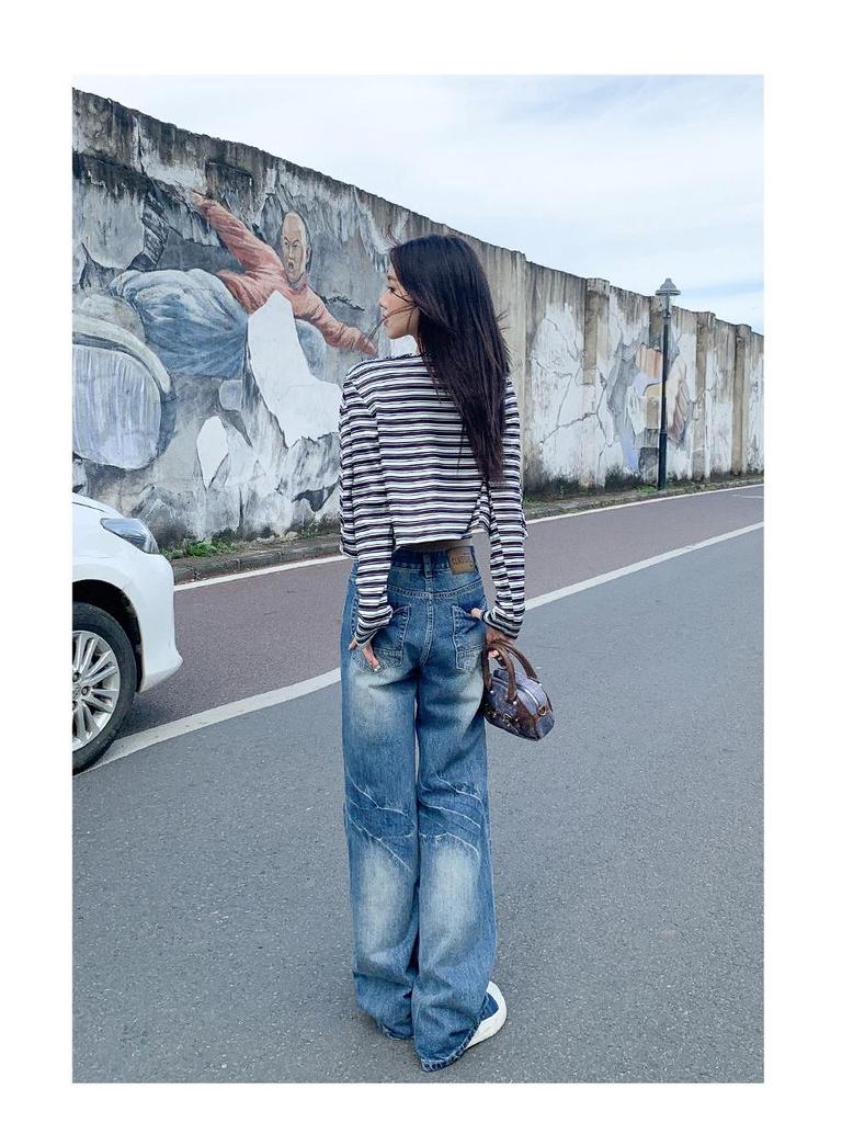 Early Autumn Retro Mid-Rise Flare Jeans with Extended Length for Women