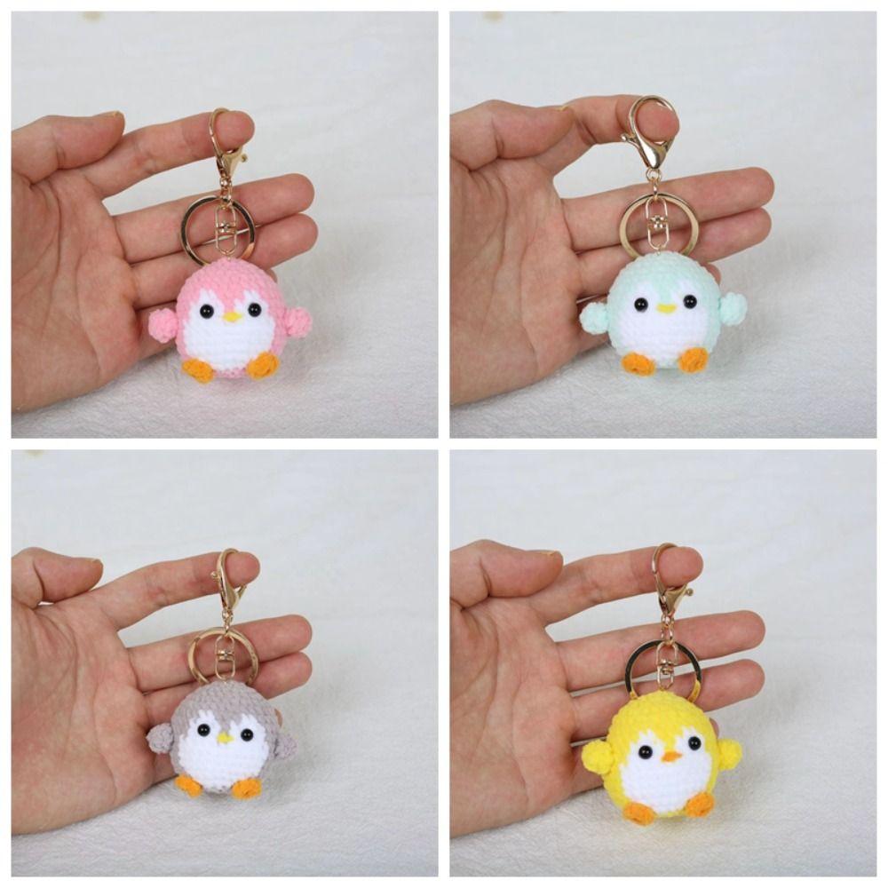 Handmade Penguin Doll Keychain Soft Wool Knitted Pendant Jewelry Gift Crochet Keychain  Bag Charm