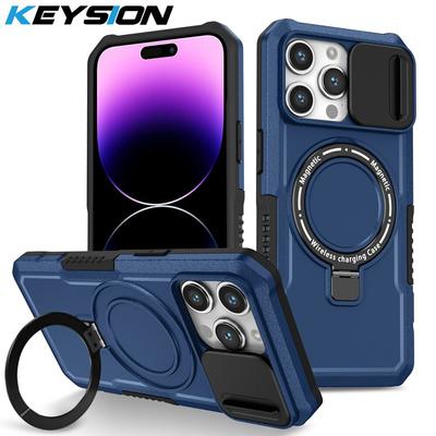 KEYSION Magsafe – coque de téléphone avec anneau pour iPhone, Protection de caméra Ultra coulissante, 15 Pro Max, 14, 13, 12, 11 Pro Max