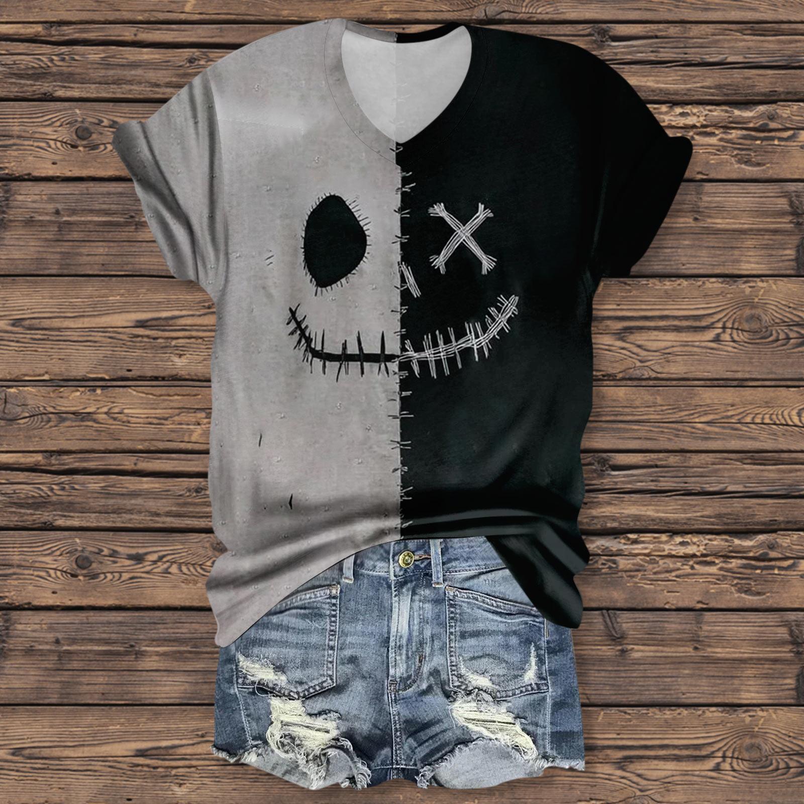 

Женская мода повседневная рубашка с рукавом три четверти и принтом букв на Хэллоуин M