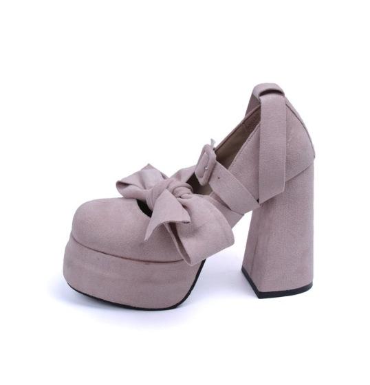 

Розовые французские ретро туфли Мэри Джейн на толстом каблуке женские весенние с открытым подъемом маленькие ароматные туфли 41 розовый