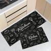 Black Chalkboard My Kitchen Rules Mat Set Waterproof Non Slip Runner Rug Hand Drawn Utensil Farmhouse Decor Carpet