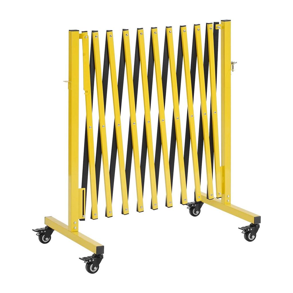 Industrial Expandable Barricade, 3.94m Expandable Safety Barrier, Flaxible Mobile Barricade with Locking Casters, Portable Folding Security Gate