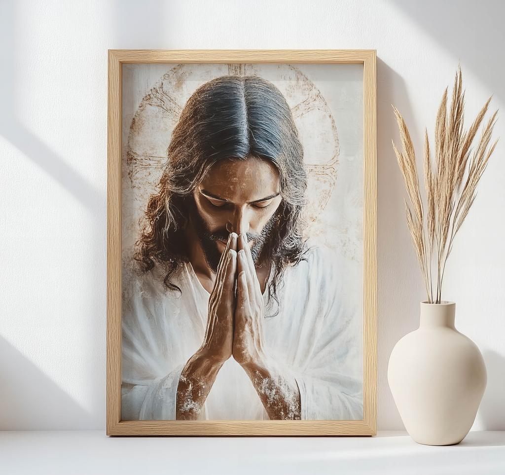 Jezus W Modlitwie - Plakat Religijny Jezus W Modlitwie - Plakat Religijny, 40X50 Cm, Bez Ramy, Papier Matowy 230 Gsm