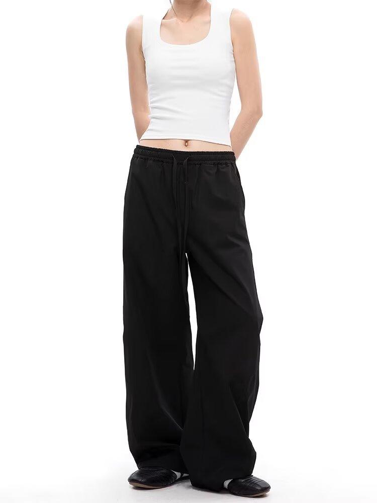 American Navy Blue Scimitar Casual Pants for Men and Women, Summer Cool Feeling Quick-drying Loose Moving Pants, Hanging Feeling Wide-leg Pants