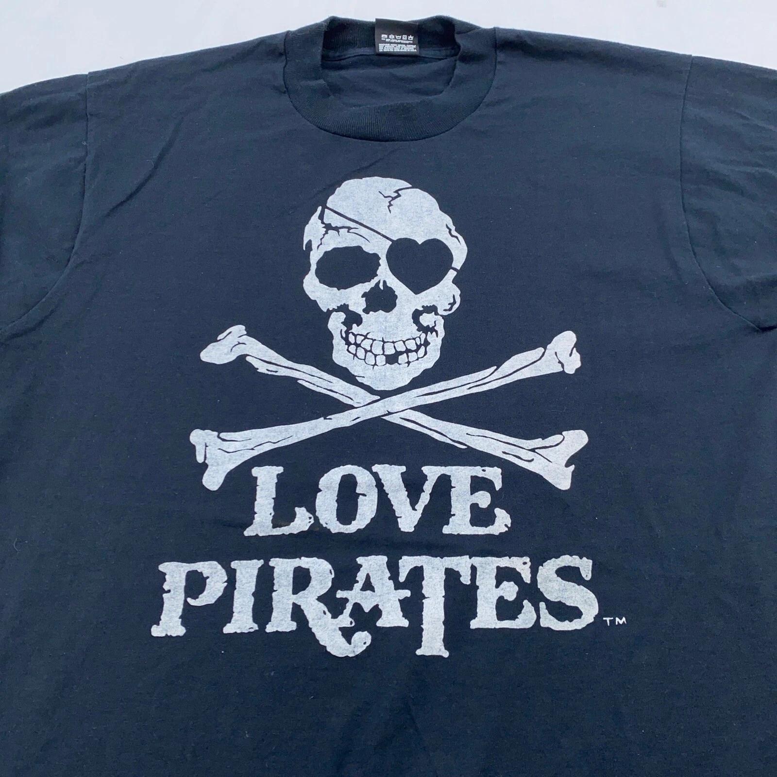 vintage 90s LOVE PIRATES SKULL T-Shirt MEDIUM/LARGE M