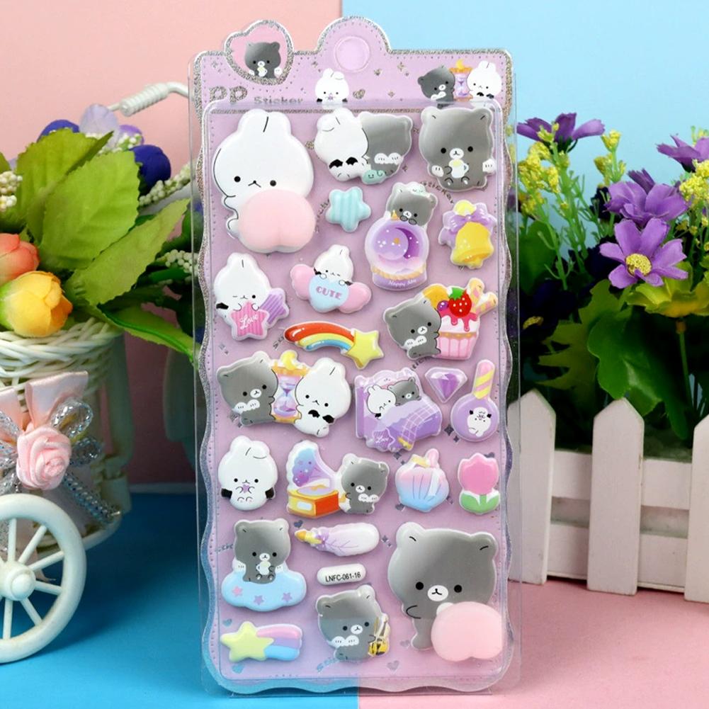 4 Sheet  3D Cute Animal Butt Stickers, Stress Relief Puffy Squishy Sticker for DIY Scrapbook Guitar Phone Case Laptop Decal