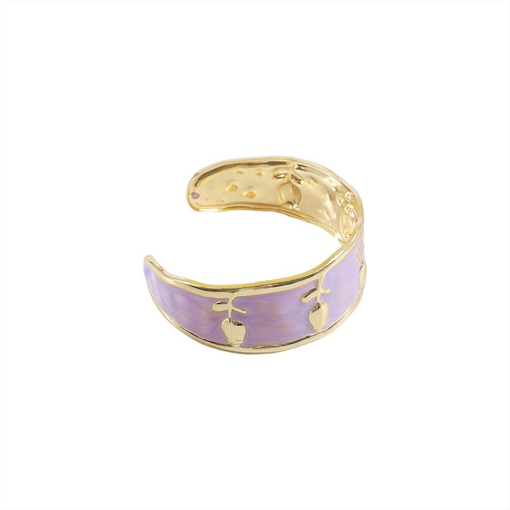 Hawaiian Flower Glazed Enamel Bracelet Geometric Heart Arm Ring Open Metal Vintage Cloisonne Bangle Girls