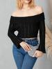 Women Y2k Fairy Off Shoulder Long Sleeve Top Tee Slim Fitted Crop Tops Basic T-Shirts Pullover Blouse Streetwear