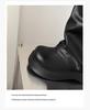 Women's Knee-High Platform Boots with Thick Soles, Height-Increasing Ruched Design, Martin Style, Sizes 34-45.
