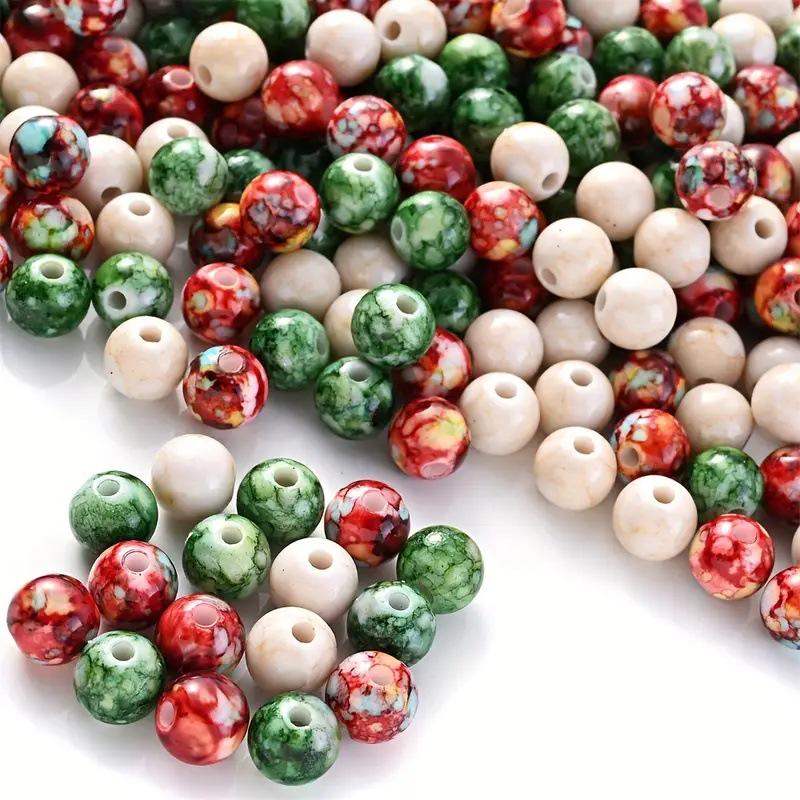 8mm Colorful Crackle Acrylic Flower Beads, Christmas Round DIY Bracelet Accessories, Loose Beads for Necklace Crafting.