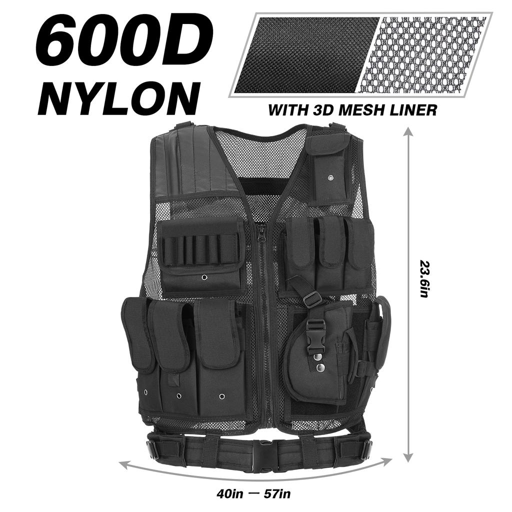 TOMSHOO Tactical Vest Multi-Pockets Breathable Combat Vest Outdoor Military Airsoft Army Vest for   Hunting Camping Hiking