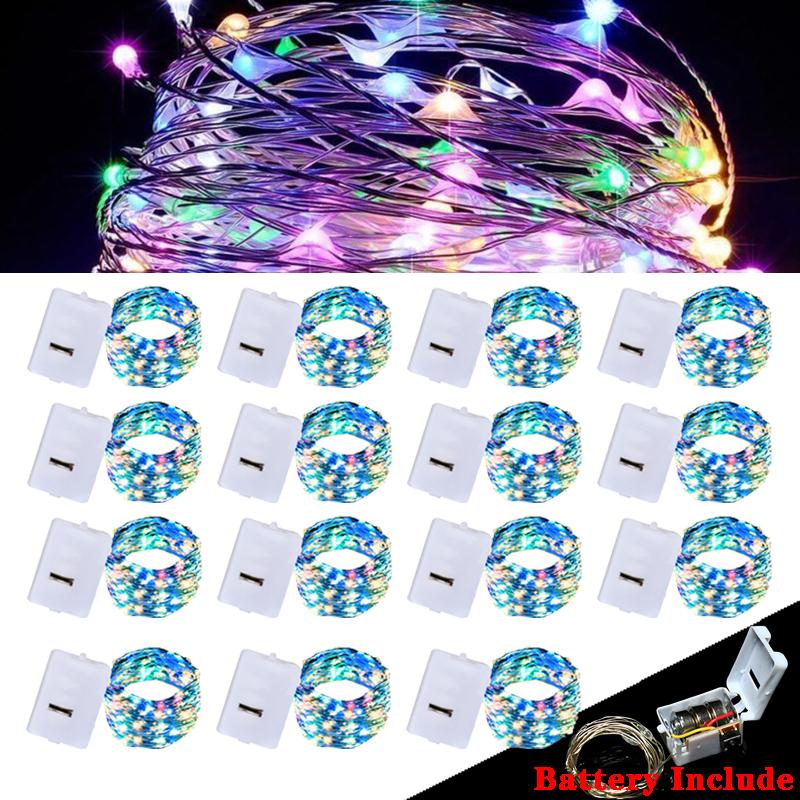 

10/20 Pack String Fairy Lights Silver Copper Wire Battery Powered Decorations Lights for Wedding Party Christmas Room Decoration 10Pcs-1M 10LEDs