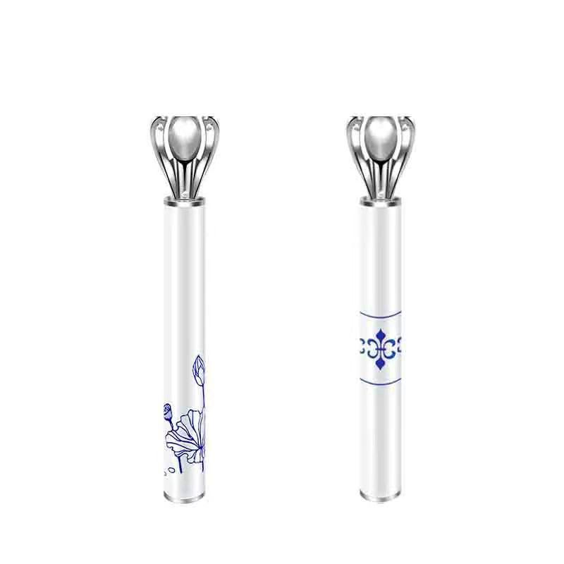 6-Layer Manual Men's Razor with Stainless Steel Handle and Blue & White Porcelain Blade