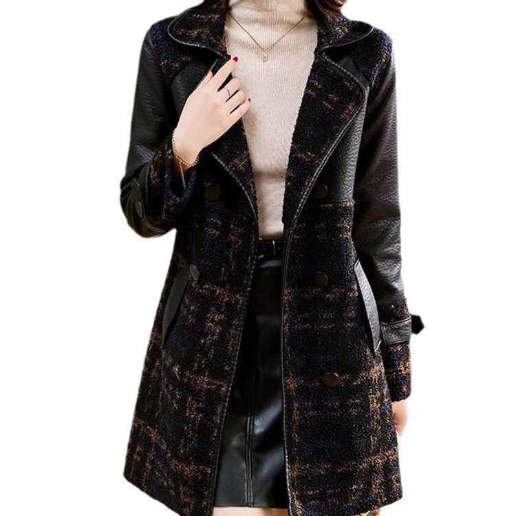Winter Reversible Mid-Length Velvet Thick PU Leather Jacket - Women's Cozy Loose Fit