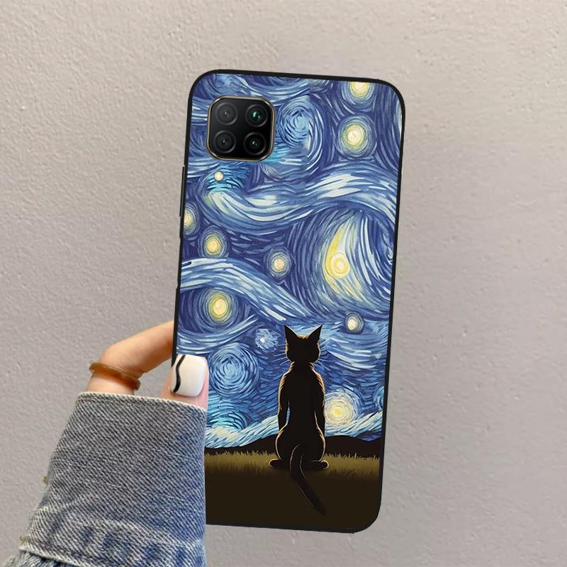 

Cat Van Gogh s The Starry Night For Huawei Nova Y73 Y72 Y61 Y91 Y70 Y60 Y90 12s 12i 11i 8i 9 10 SE P30 P40 Lite P60 Pro Case Huawei Nova Y73