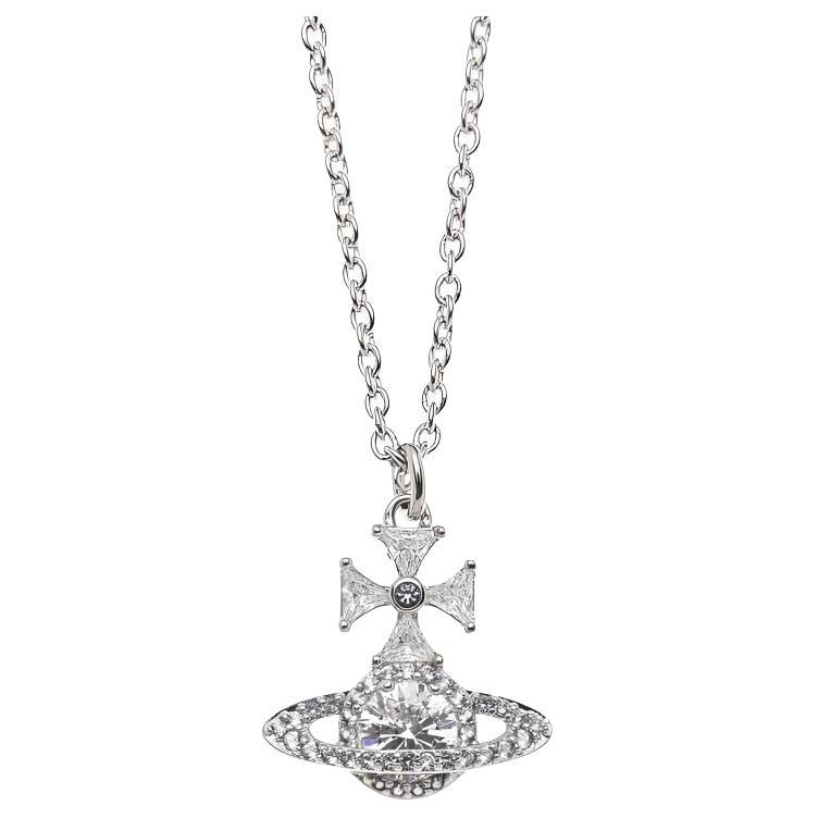 Vivienne Westwood Mila Saturn Pendant Necklace Unisex necklace Brass Silver 6301014B02P243P243