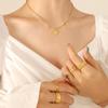 Korean Trend Personality Round Pendant Necklace with 18K Gold-Plated Chain and Single Diamond