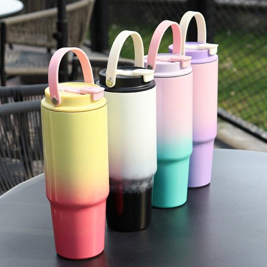 30 Oz Stainless Steel Tumbler with Handle Straw Lid Insulated Travel Mug Leakproof Water Cup for Home
